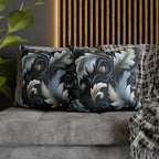 Blue Autumn Leaves Pillow Cover, Floral Pillowcase