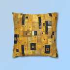 Cubism Pillow Cover: Gold Amber Mosaic, Modern Art Cushion
