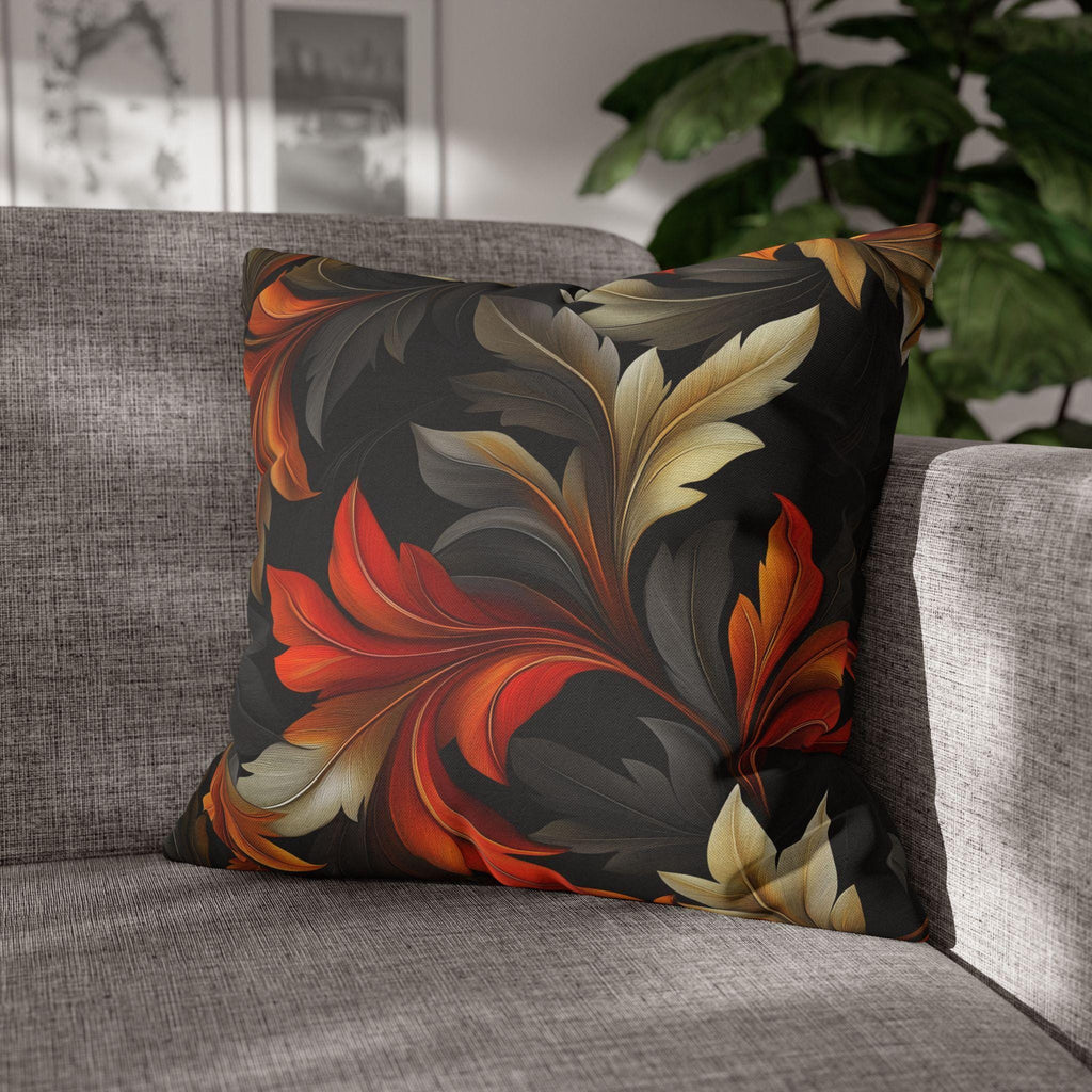 William Morris Inspired Pillow Cover: Black Autumn Leaves Tapestry Cushion