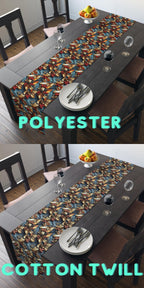 Christmas Holly Table Runner, Teal Red Berry Gold Leaf Design
