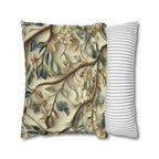 Elegant William Morris Inspired Botanical Pillow Cover - Floral Cushion in Green, Gold, and Beige