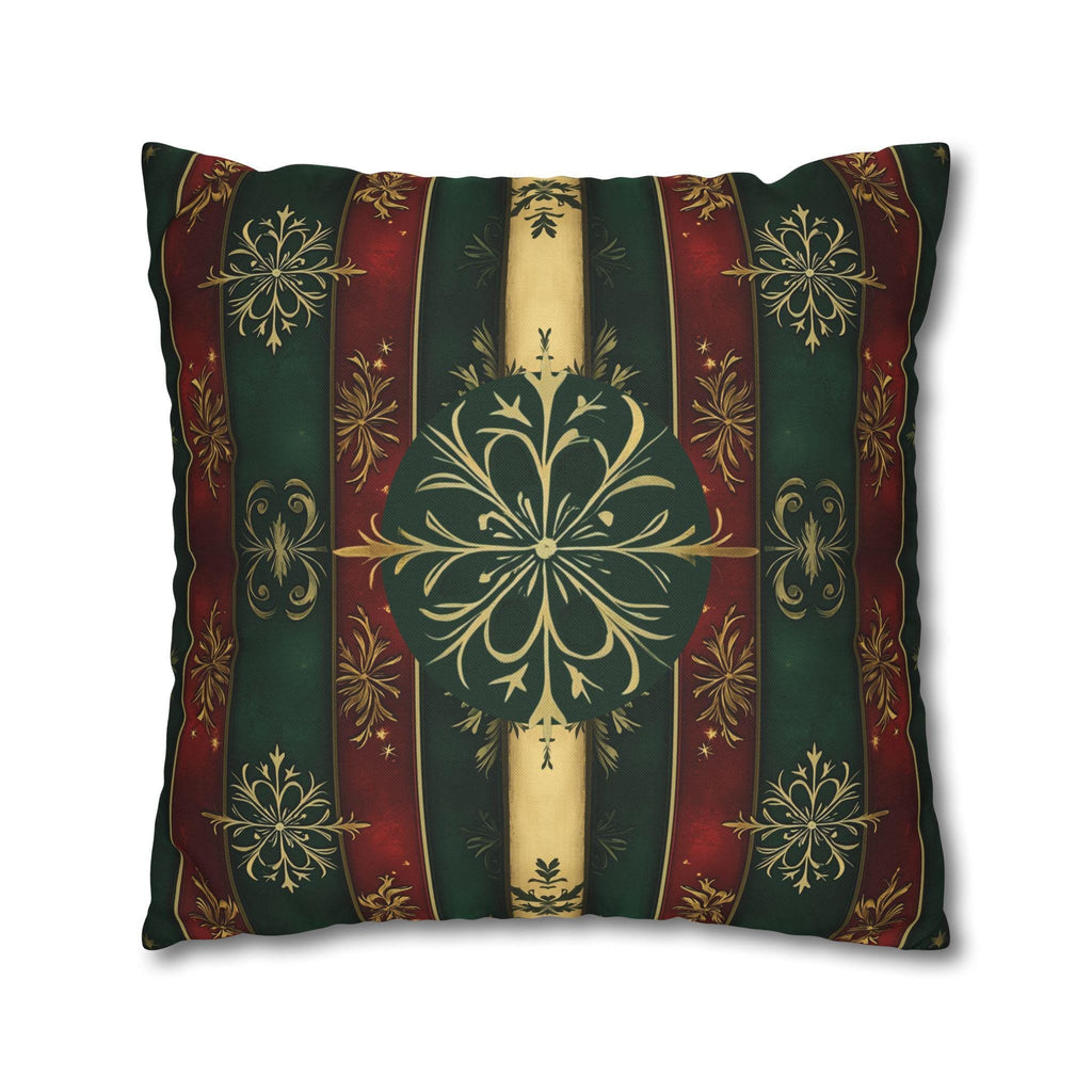 Snowflake Christmas Pillow Cover: Red Green Gold Elegant Home Accent