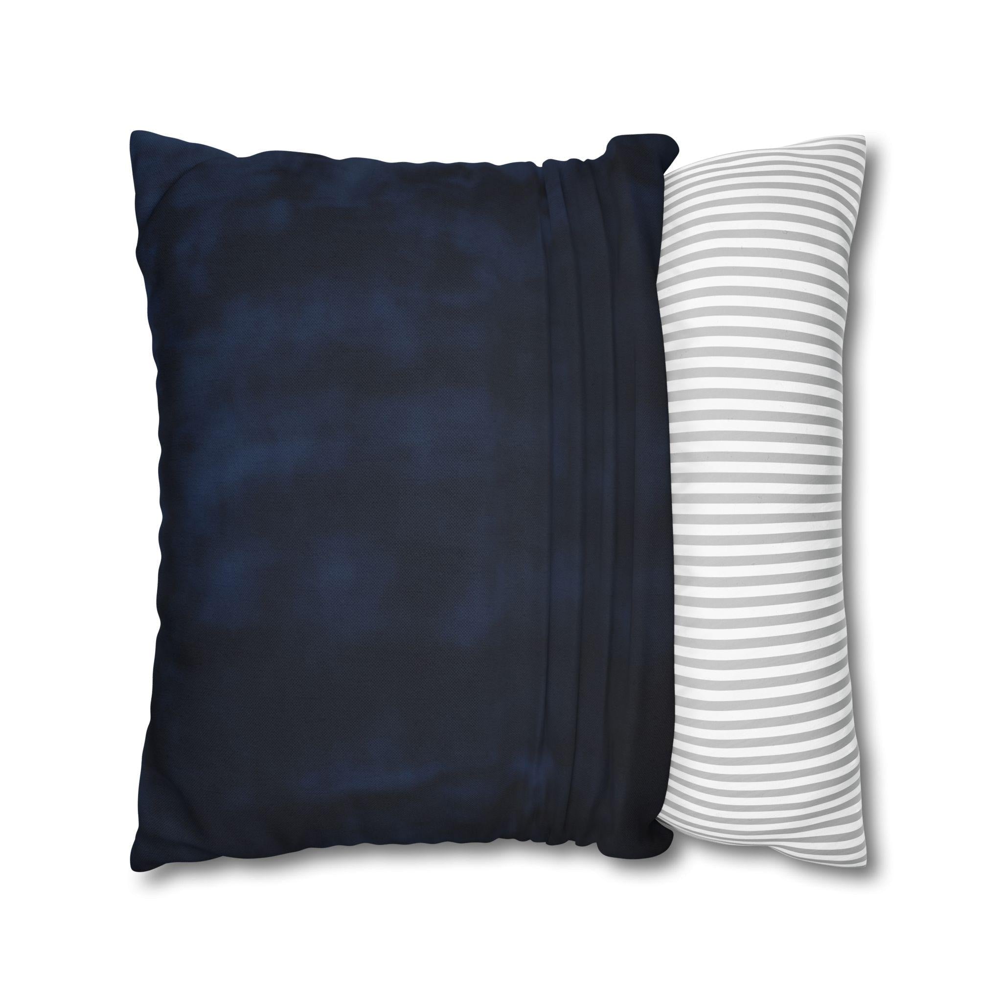 Regal Golden Emblem Navy Blue Pillow Cover: Elegant Home Decor