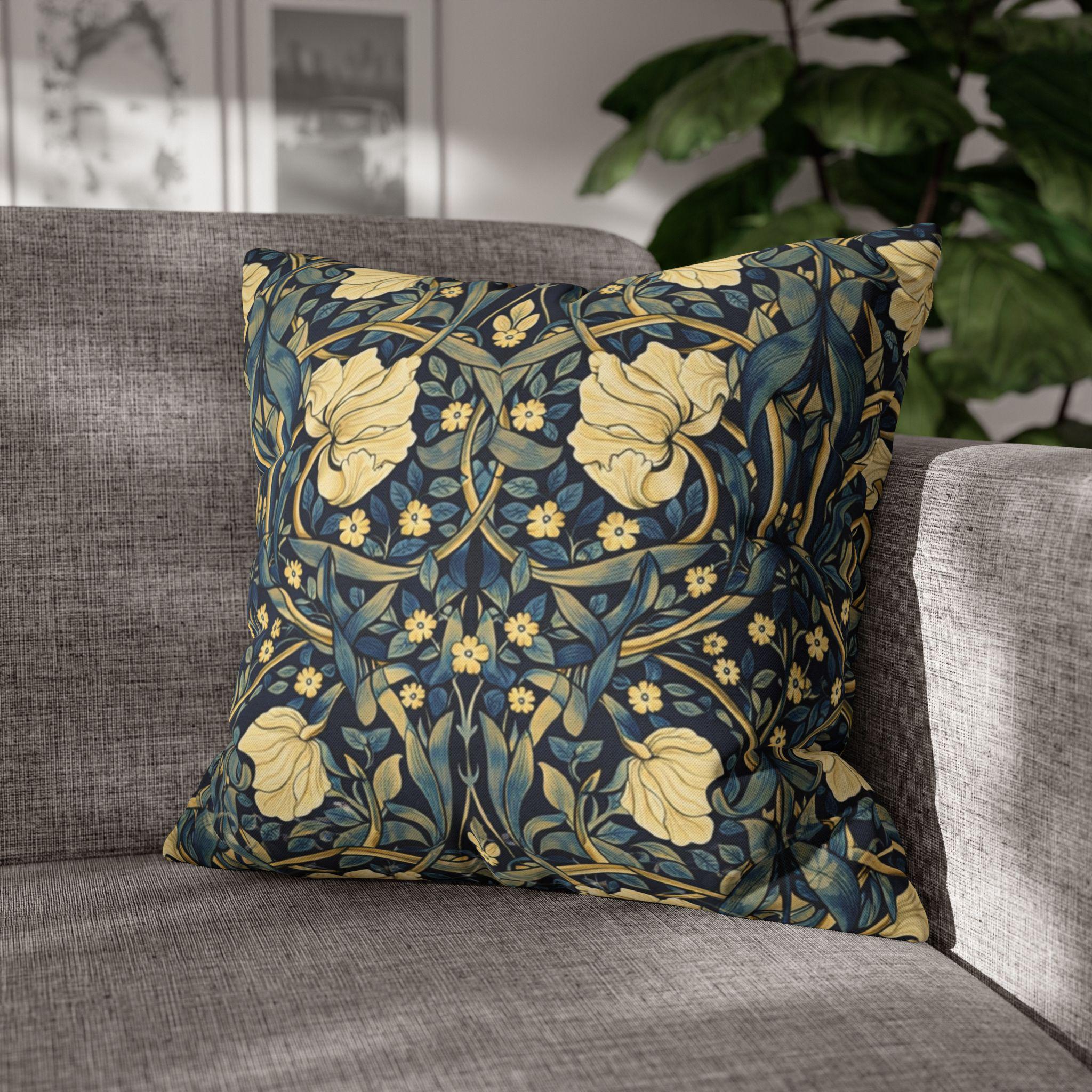 William Morris Pillow Cover: Navy Blue Champagne Vintage Pimpernel Reconstructed