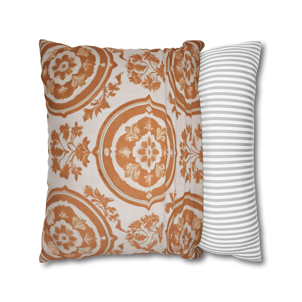 French Country Damask Pillow Cover: Terracotta Rust Vintage Style Farmhouse Accent