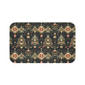 Christmas Tree Bath Mat: Luxe Gold Red & Green on Deep Charcoal Holiday Bath Decor