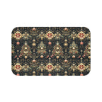 Christmas Tree Bath Mat: Luxe Gold Red & Green on Deep Charcoal Holiday Bath Decor