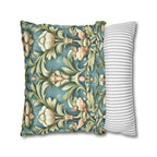 William Morris Inspired Pillow Cover: Teal Floral Botanical Cushion