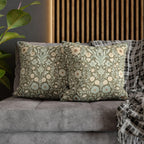 William Morris Inspired Botanical Pillow Cover: Sage, Cream & Peach Floral Pattern Cushion Case