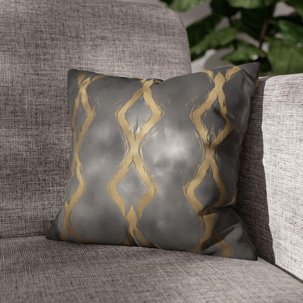Gray & Gold Abstract Pillow Cover: Modern Glam Decor