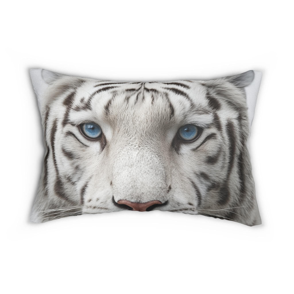 White Tiger Lumbar Pillow: Jungle Safari Accent Cushion