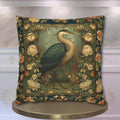William Morris Style Throw Pillow Cover: Heron and Marsh Botanicals