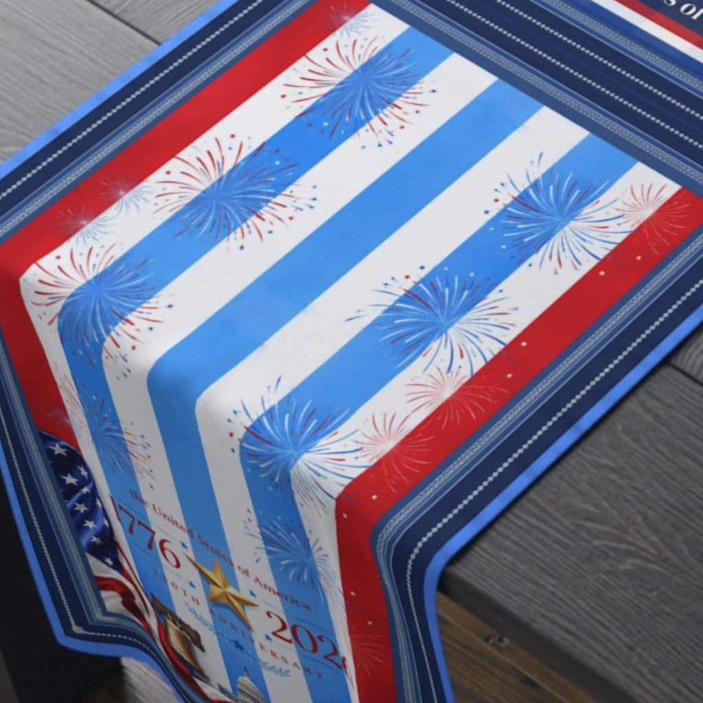 Patriotic Striped Table Runner: America 250th Anniversary Limited Edition