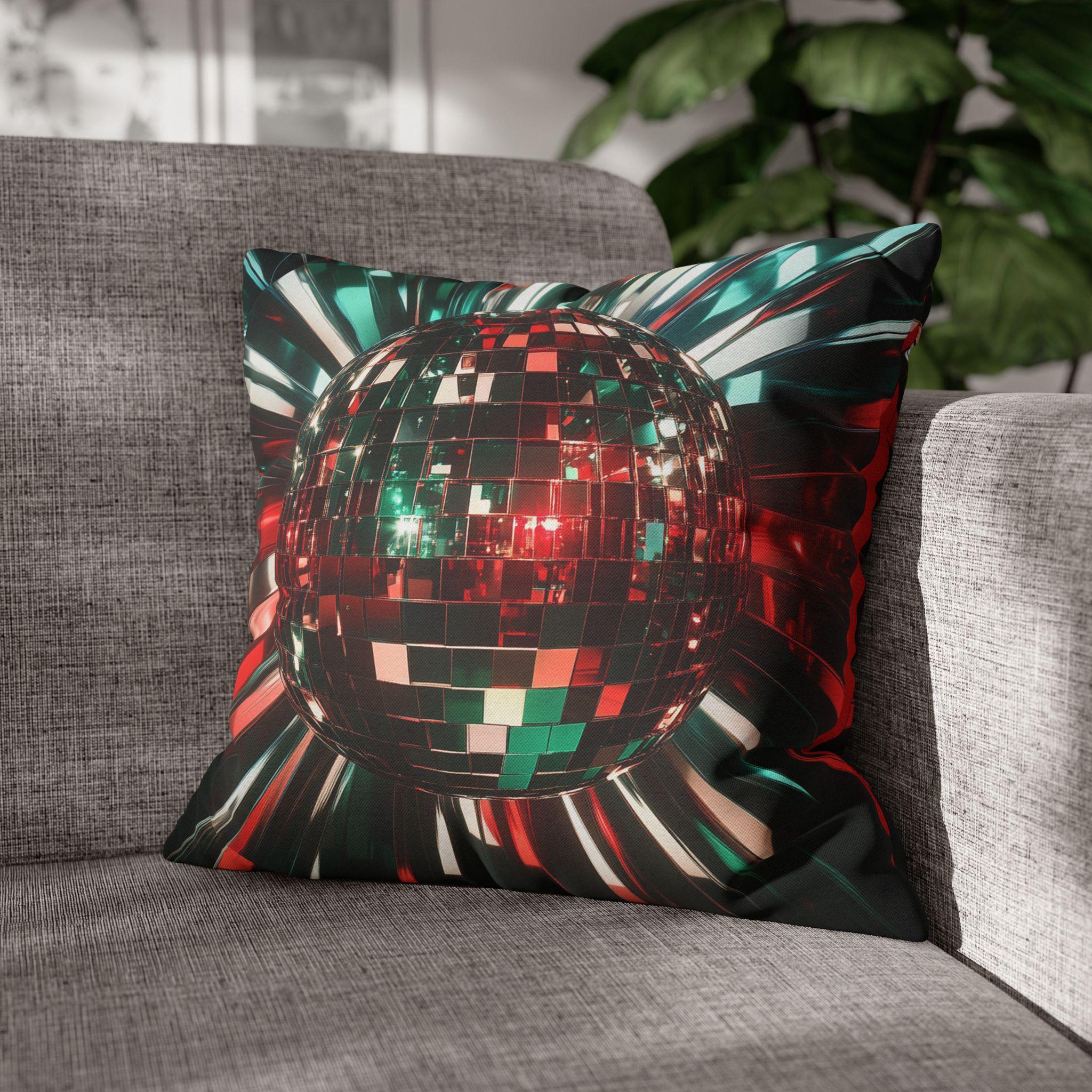 Retro Disco Ball Pillow Cover, Vibrant New Year's Eve Decor