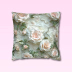 Blush Rose Pillow Cover: Coquette Floral Cushion, Feminine Bedroom Decor