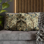 Elegant William Morris Inspired Botanical Pillow Cover - Floral Cushion in Green, Gold, and Beige