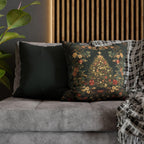 William Morris Christmas Tree Pillow Cover, Deep Green Holiday Decorative Cushion