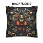 Midnight Holiday Pillow Cover: Morris-Style Christmas Theme in Navy, Gold & Red