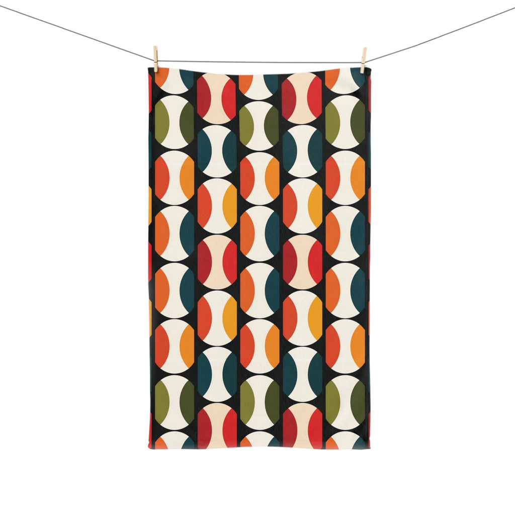 Bauhaus Hand Towel: Retro Mid Century Modern Bold Geometric Design