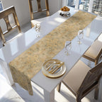 Classic Damask Pattern Table Runner: Soft Antique-Gold and Champagne-Beige