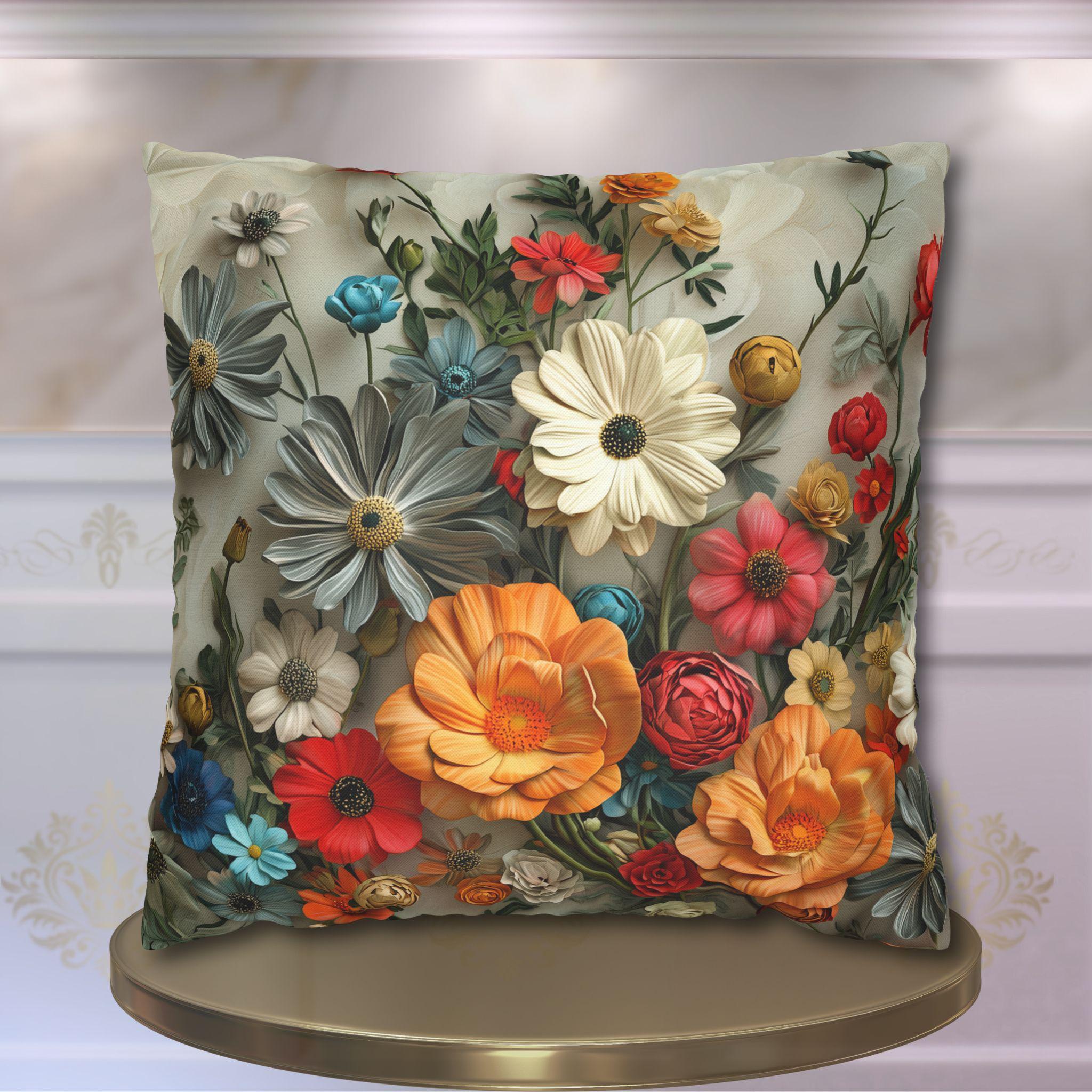 Floral Pillow Cover: Boho Botanical Print - Vibrant Cottagecore Accent