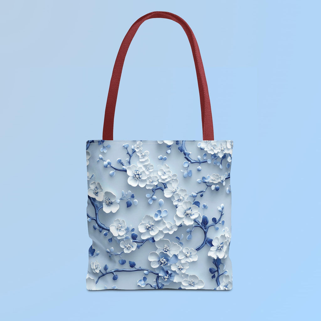 Chinoiserie Tote Bag | Blue & White Cherry Blossoms | Elegant Floral Design | Every Day Accessory
