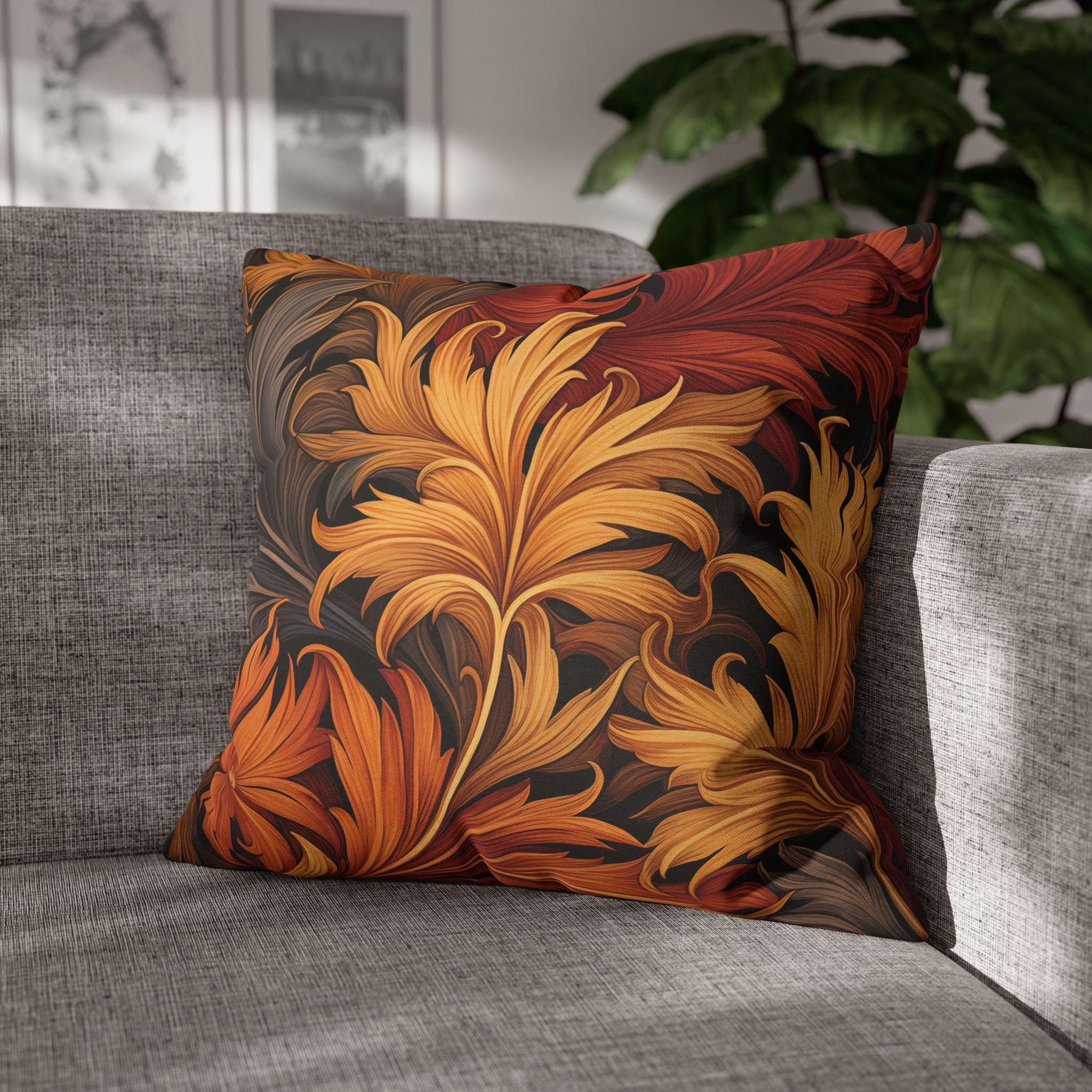 Vintage-Inspired William Morris Fall Leaves Pillow Cover: Tapestry-Style Autumn Decor Cushion