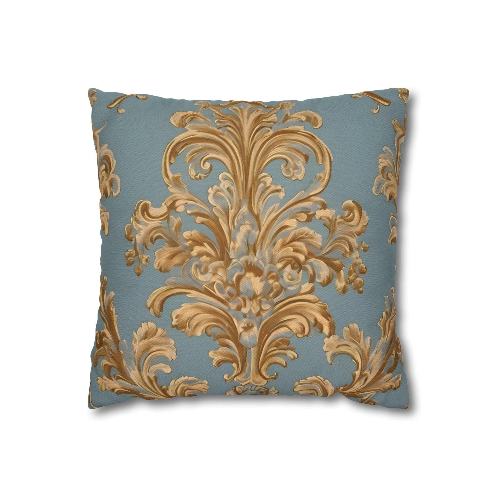 Rococo Accent Pillow Cover: Ornate Gold Leaves (14x14 to 20x20 inches)