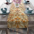Autumn Damask Table Runner: Earthy Floral Fall Decor