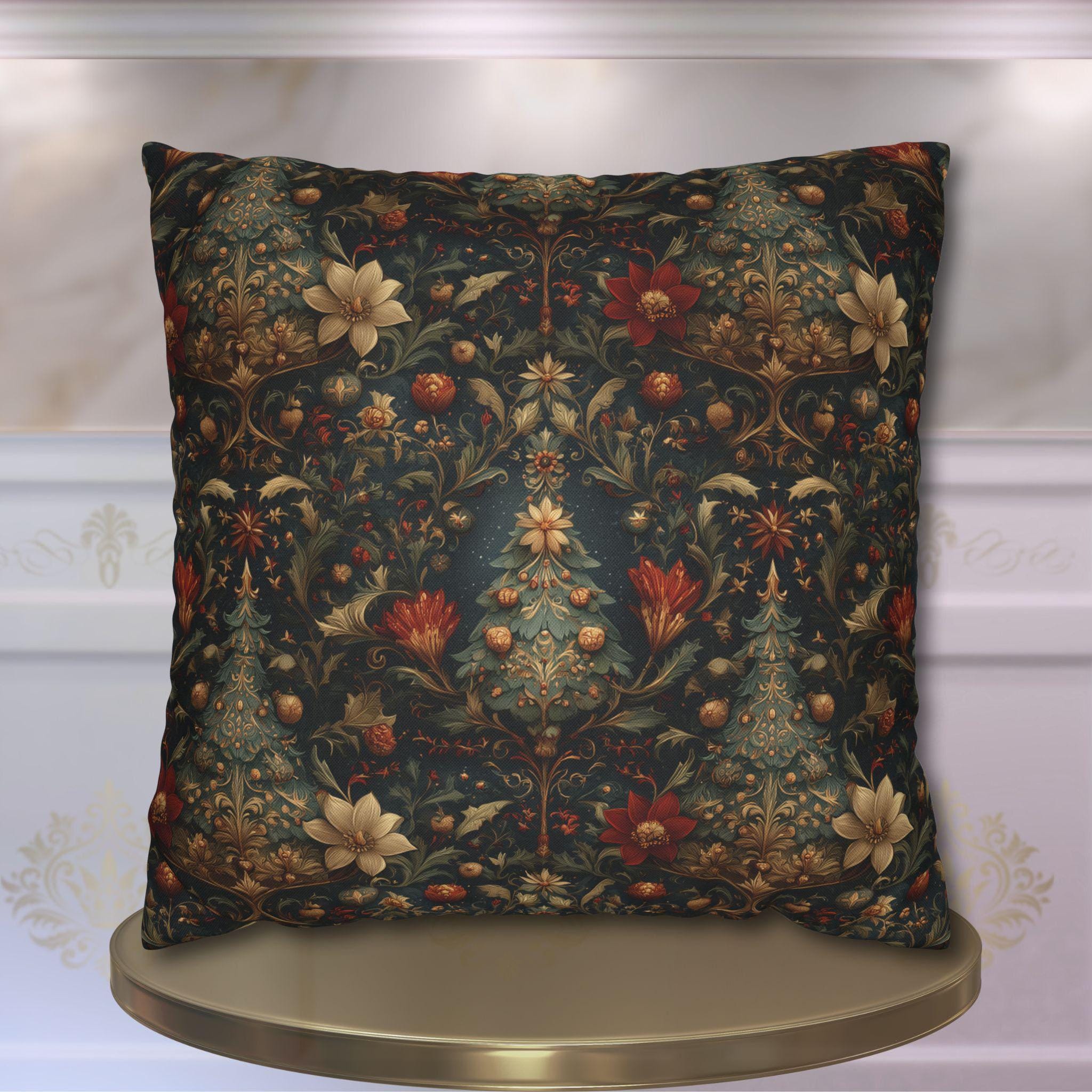 William Morris Christmas Pillow Cover: Vintage Style Floral Holiday Decor