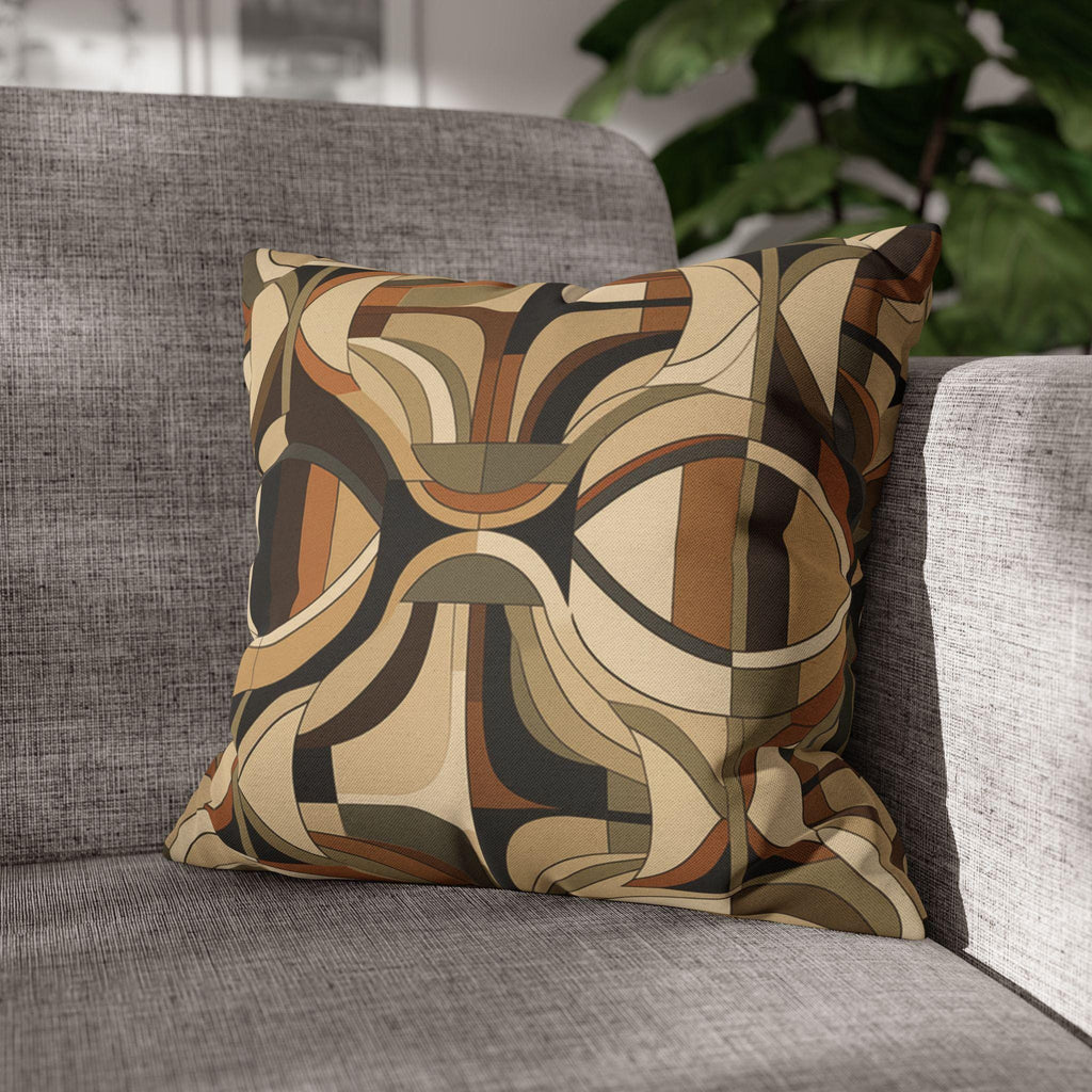 Modern Geometric Throw Pillow Cover, Contemporary Elegance, Sandy Beiges to Deep Rich Browns