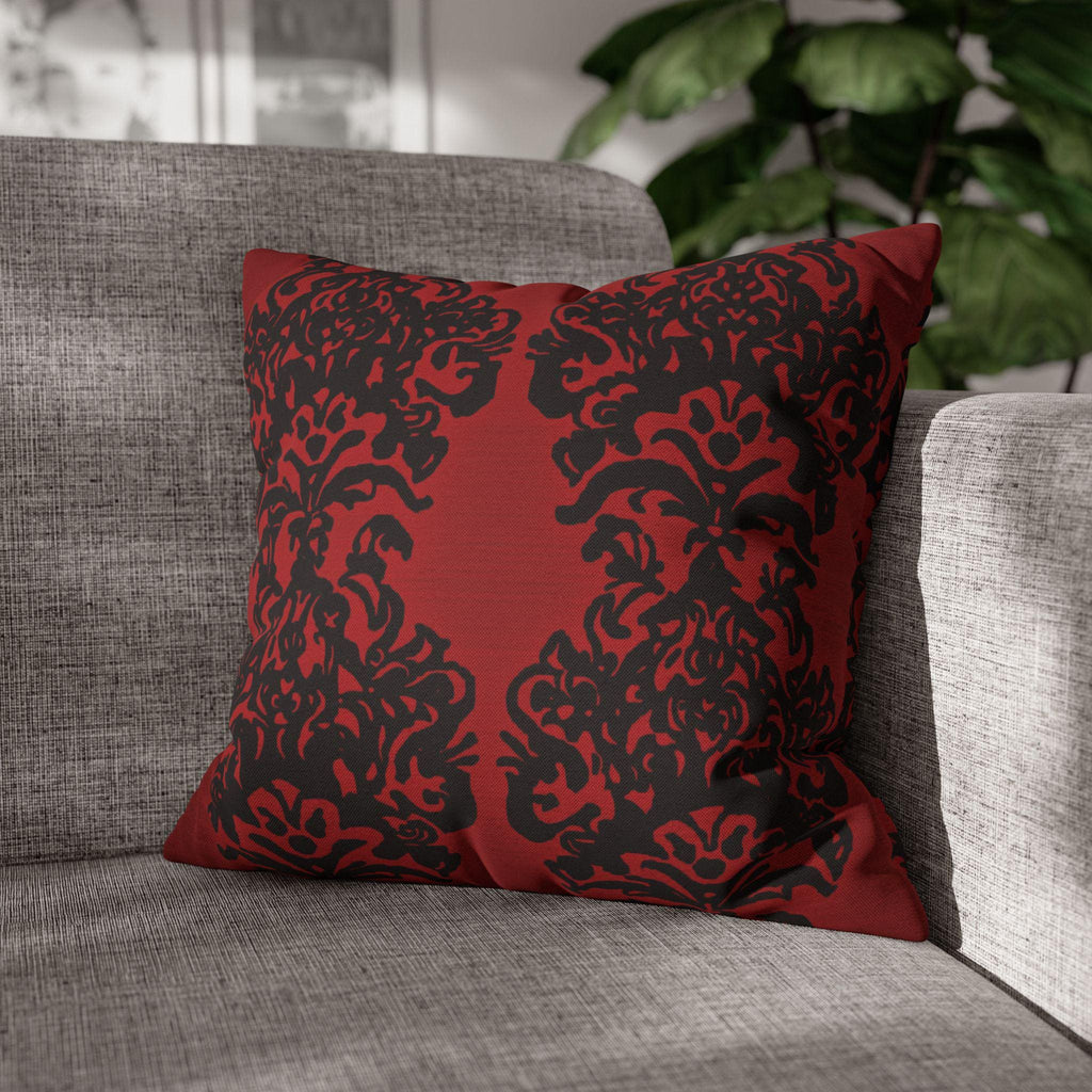 Black Damask Pillow Cover: Gothic Crimson Red Accent Pillow