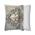 Rococo Inspired Ornamental Pillowcase, Ancanthus Leave Beige Cream Design, Luxury Home Decor