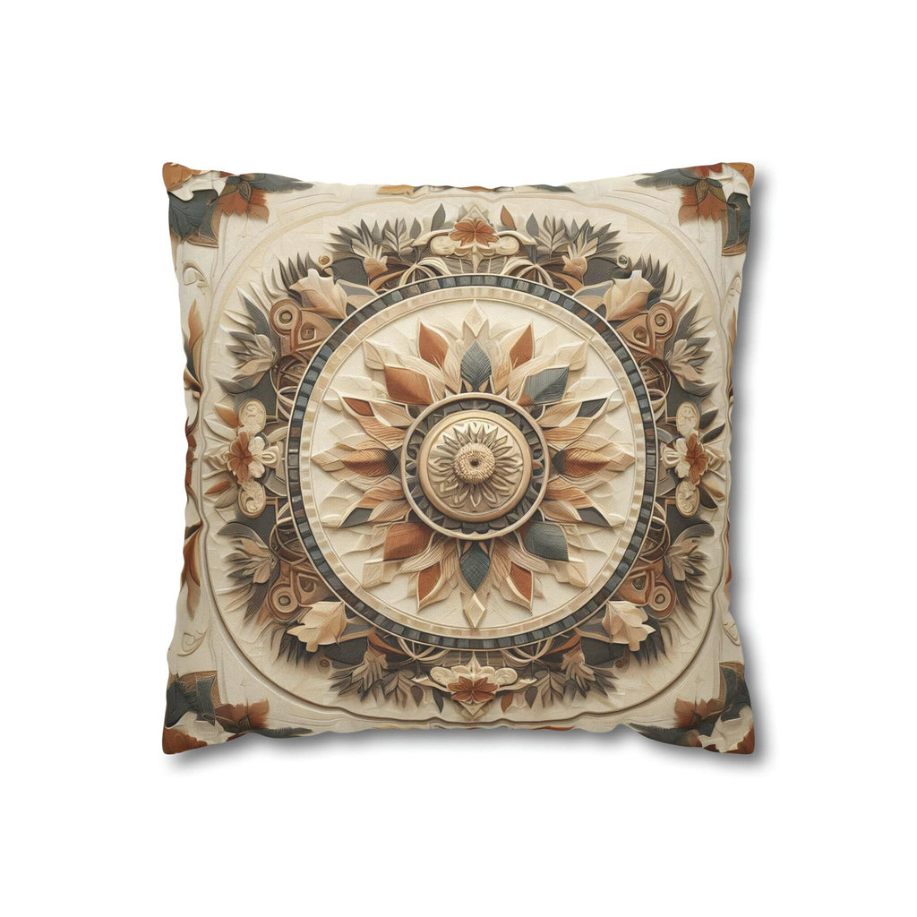Boho Geometric Floral Pillow Cover: Earth Tone Cushion for Rustic Fall Home Decor