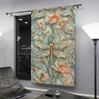William Morris Dragonfly Window Curtain: Elegant Nature-Inspired Panel with Blue and Gold Wings