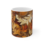 Autumn Leaves Swirling Ceramic Mug, Fall Decor Coffee Cup