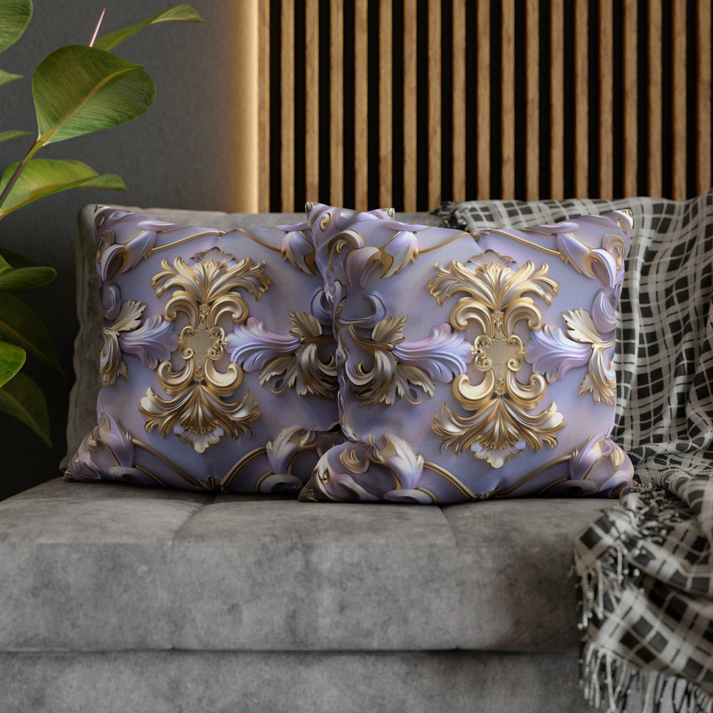 Lavender Rococo Pillow Cover: Gold & White Scrollwork French Elegance Accent Cushion Case