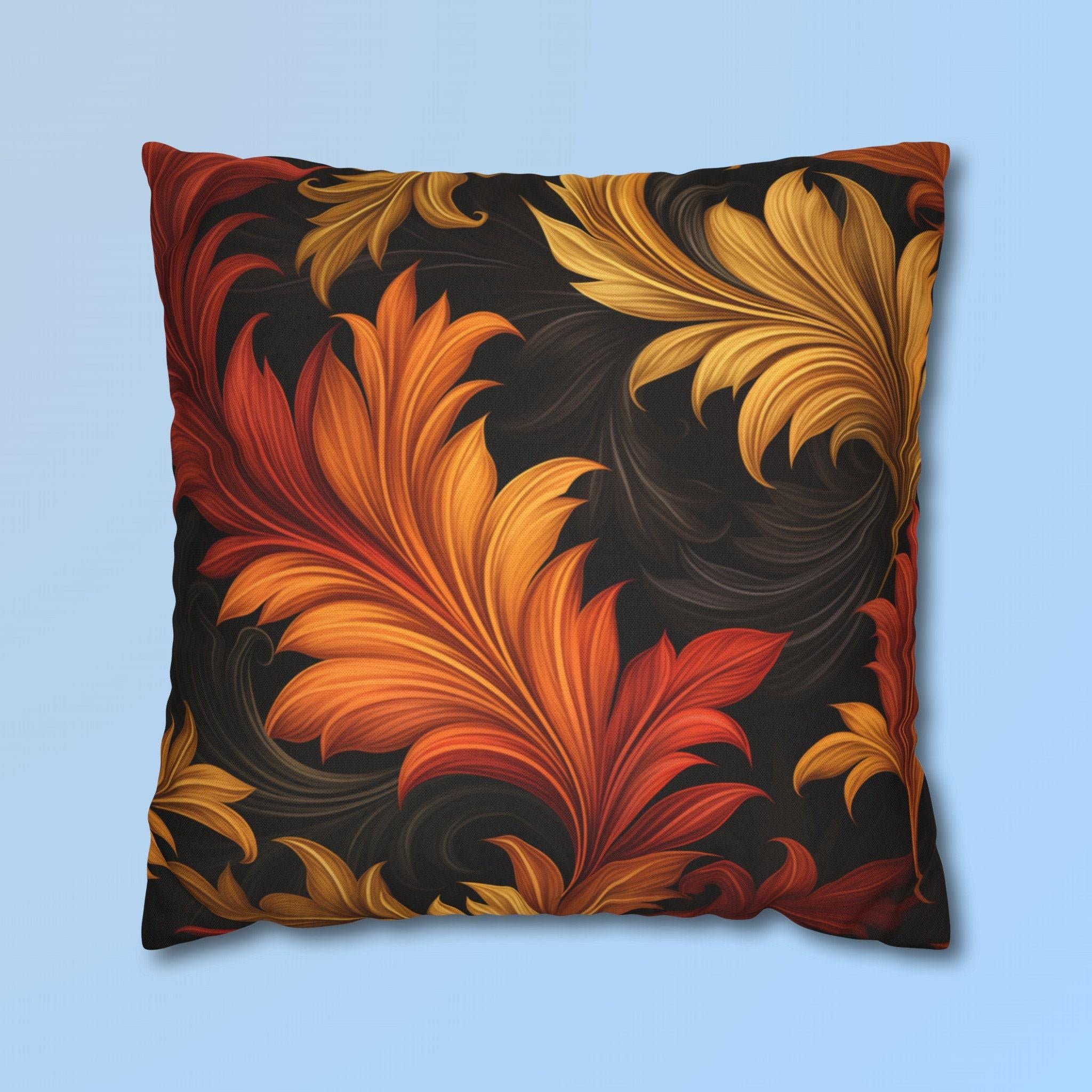 Autumn Leaves Pillow Cover: Gold, Orange, Red Foliage Design