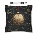 Elegant Navy & Gold Christmas Pillow Cover with Red Berries