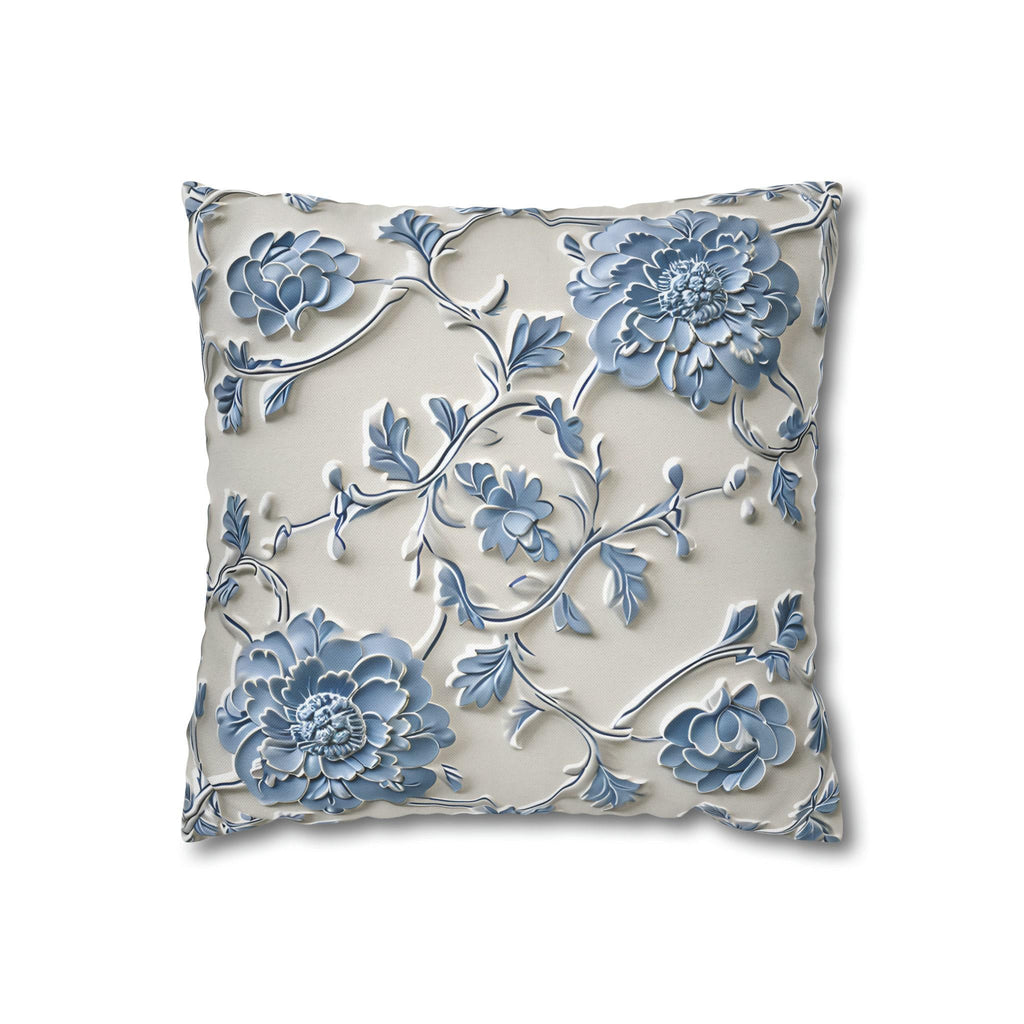 Blue Floral Chinoiserie Pillow Cover: Elegant Home Decor