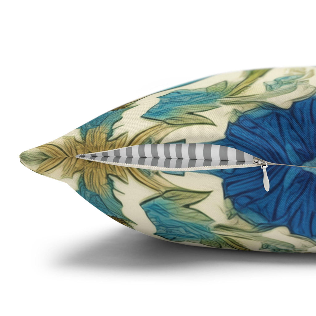 William Morris Inspired Teal Floral Pillow Cover: Art Nouveau Botanical Accent for Victorian Decor