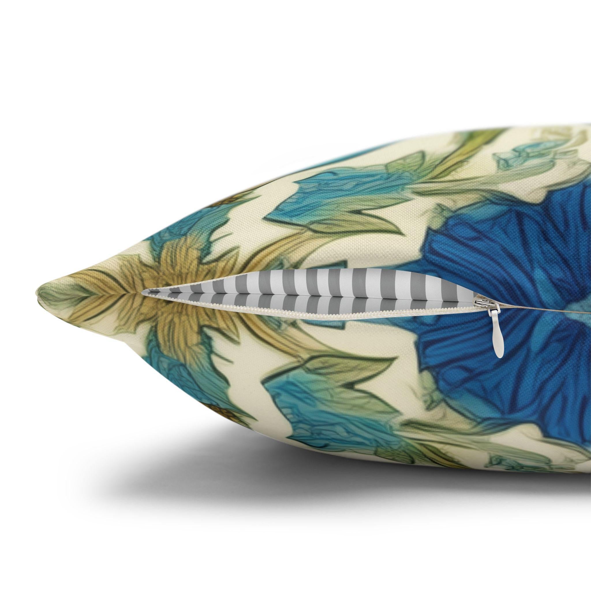 William Morris Inspired Teal Floral Pillow Cover: Art Nouveau Botanical Accent for Victorian Decor