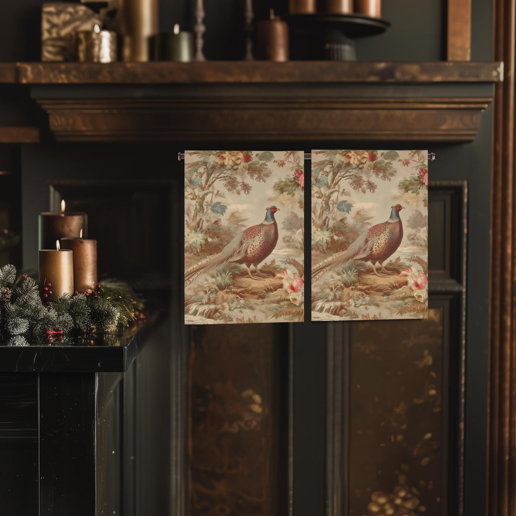 French Country Pheasant Hand Towel: Vintage Style Toile Bird Design for Kitchen or Bath