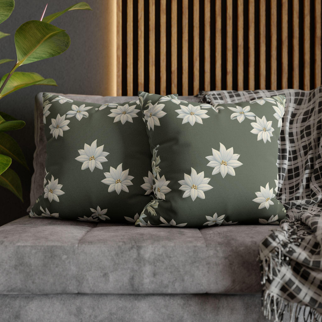 William Morris Inspired Pillow Cover: Botanical White Flowers on Soft Sage