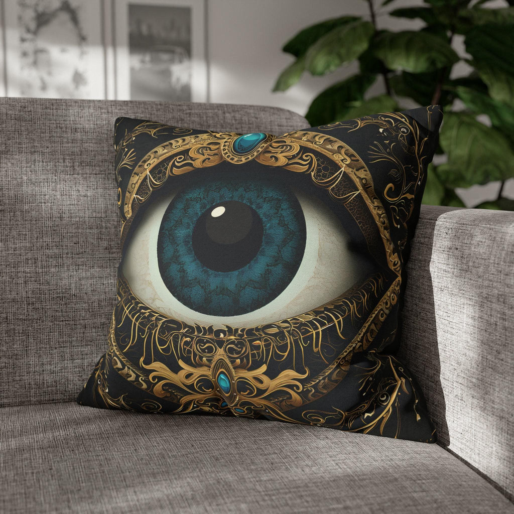Evil Eye Symbol Pillow Cover | Protective Talisman with Baroque Embellishments | Cultural & Mystical Decor