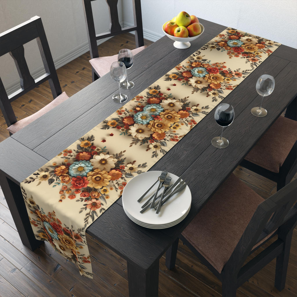 Autumn Table Runner, Floral Pattern, Fall Colors (16" x 72" or 90")