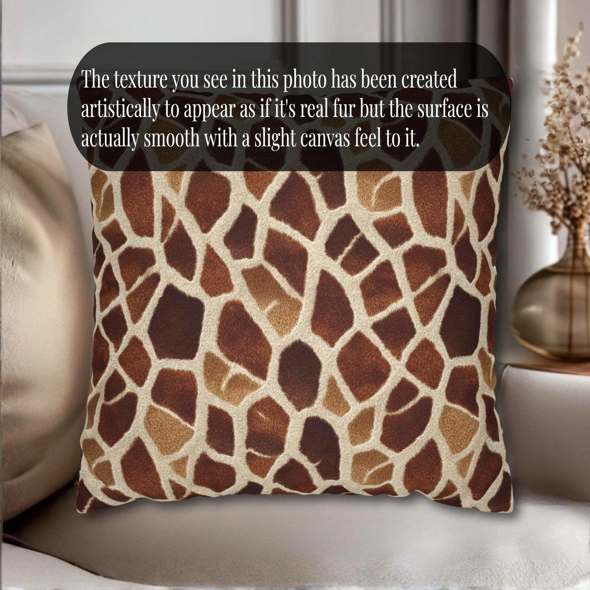 Giraffe Pattern Pillow Cover: Warm Brown and Cream Safari Accent