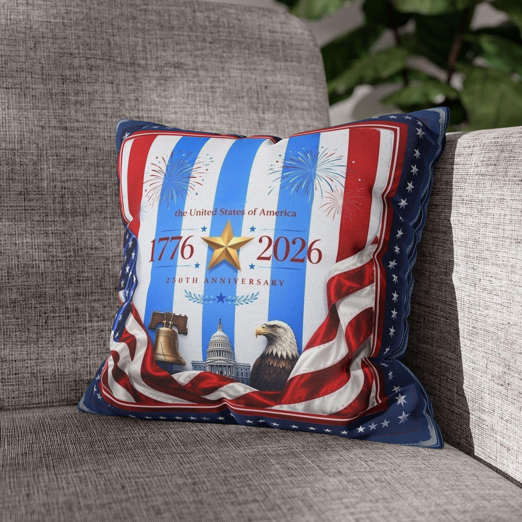 Patriotic Throw Pillow Cover: USA 250th Anniversary, 1776-2026 Limited Edition Decor