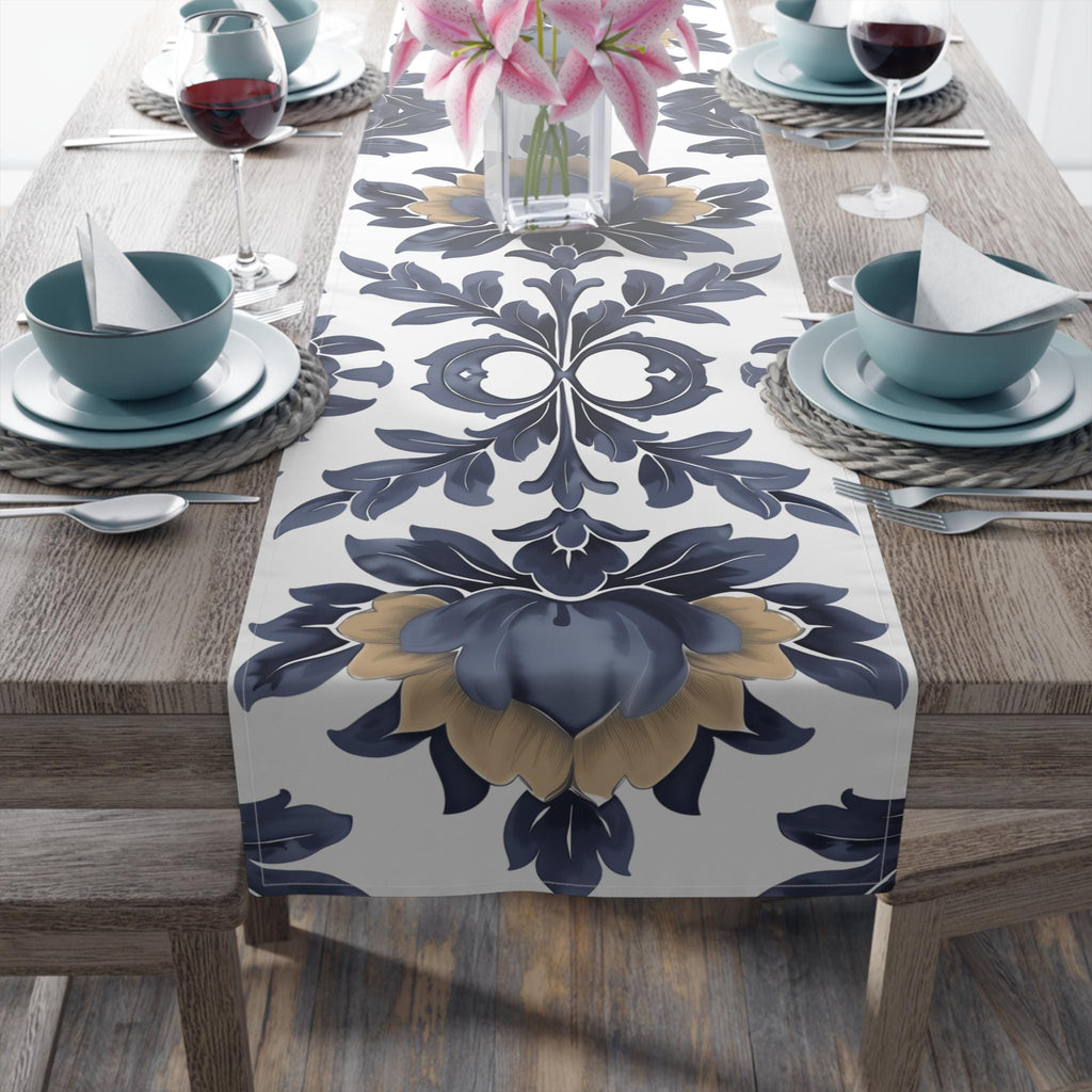 Floral French Country Table Runner: Blue Camel Farmhouse Decor