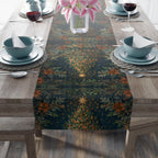 Elegant William Morris-Inspired Christmas Tree Table Runner: Festive Holiday Dining Decor